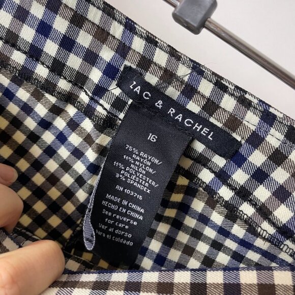 Zac & Rachel NWT Navy/Chocolate Pull on Stretch Slim Ankle Pants - Picture 3 of 4